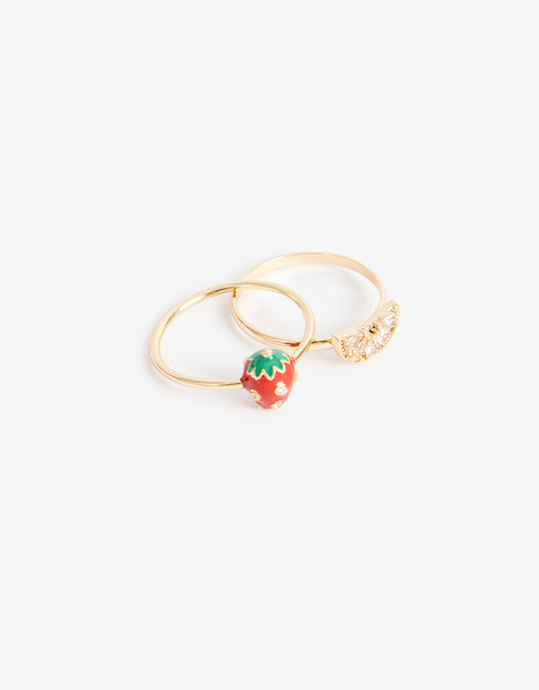 Sets Anillos Cubic zirconia Anillos Set Frutas Cubic Zirconia - Dorado