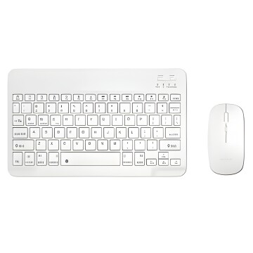 Teclado + Mouse Inalambricos Bluetooth Ultra Finos Elegantes Color Blanco