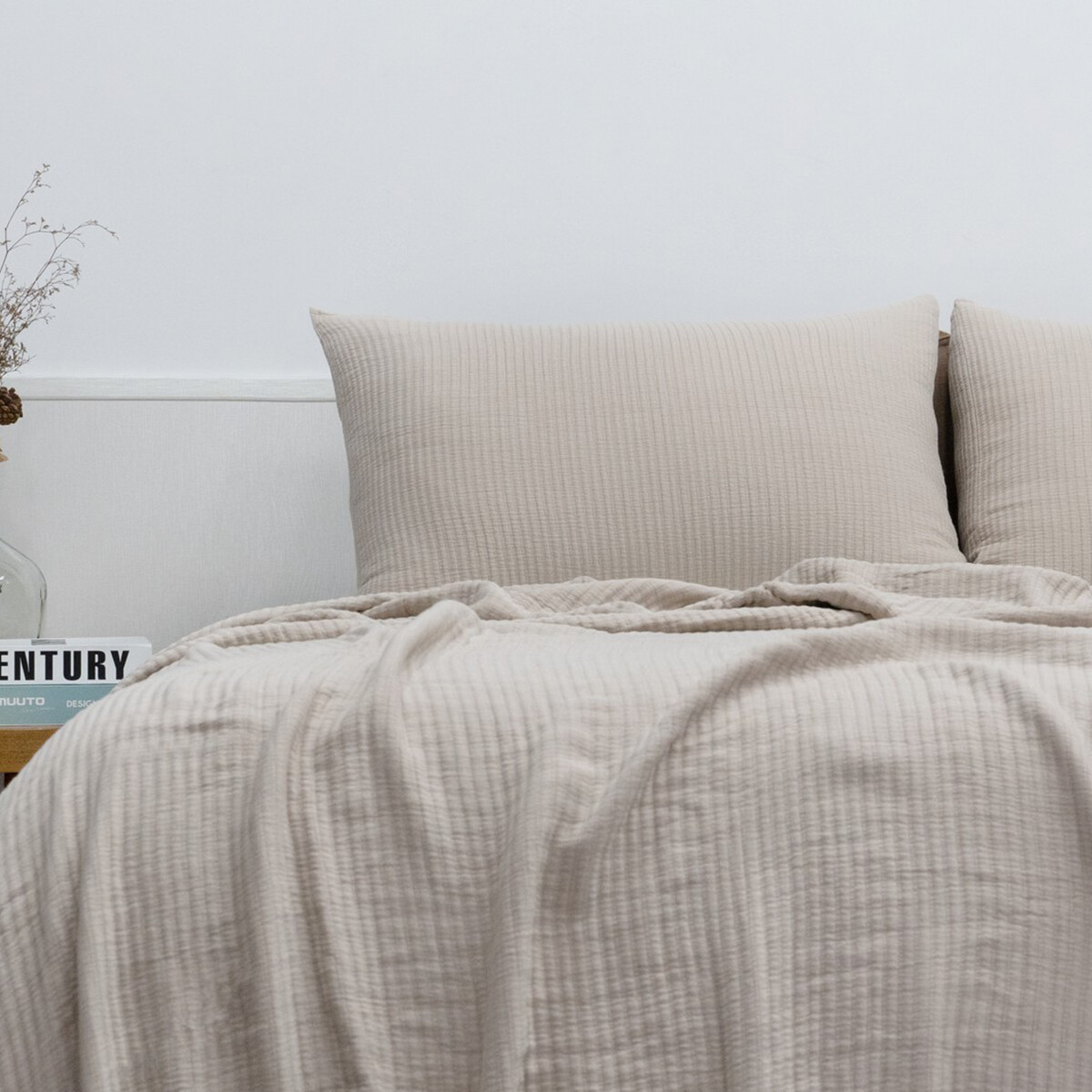 CUBRECAMA BAMBOO MUSLIN BEIGE QUEEN 
