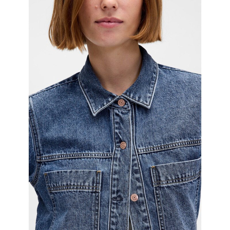 LS CROPPED SHACKET - MED AMET MEDIUM WASH