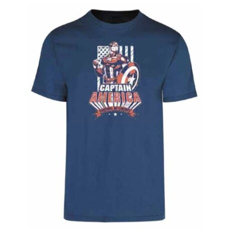Camiseta Remera a la Base Marvel Capitán América AZUL-PIEDRA