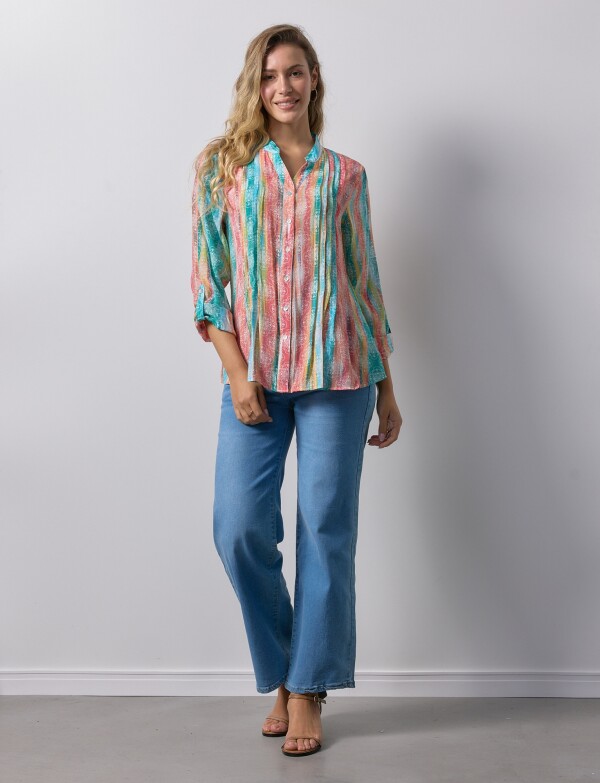 Blusa Gasa Print MULTI/VERDE