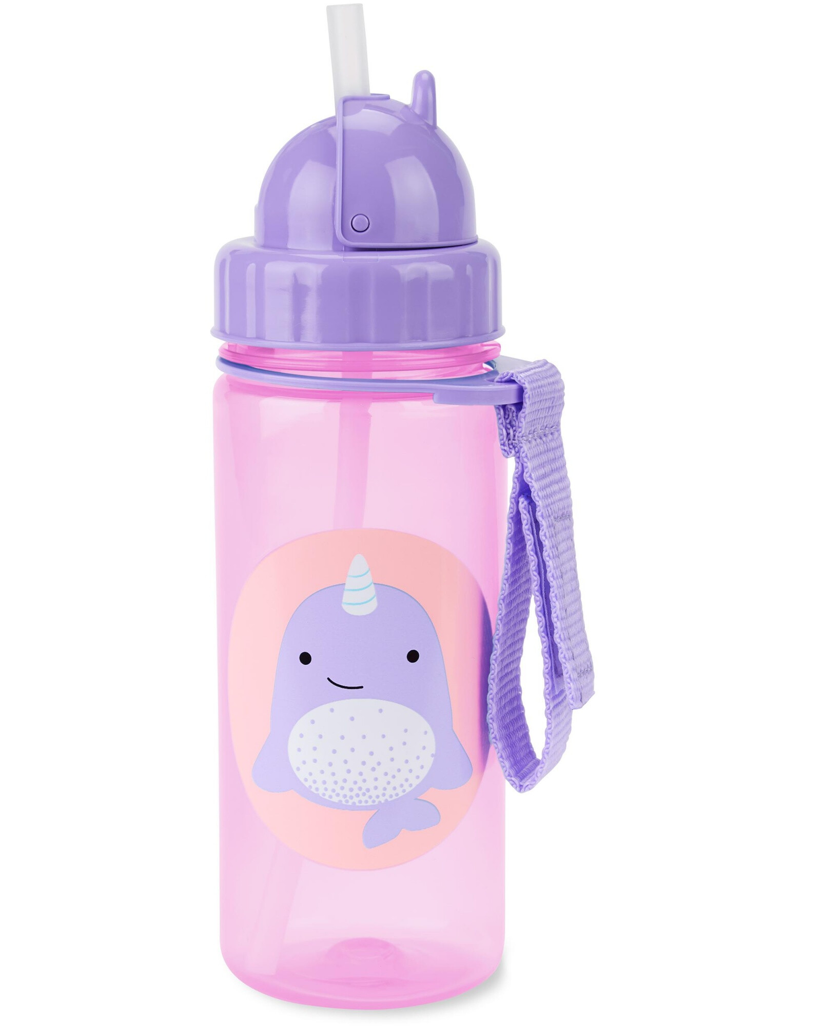 Botella con sorbito, diseño narval Botella con sorbito, diseño narval