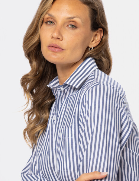 CAMISA HOLGADA RAYADA Azul