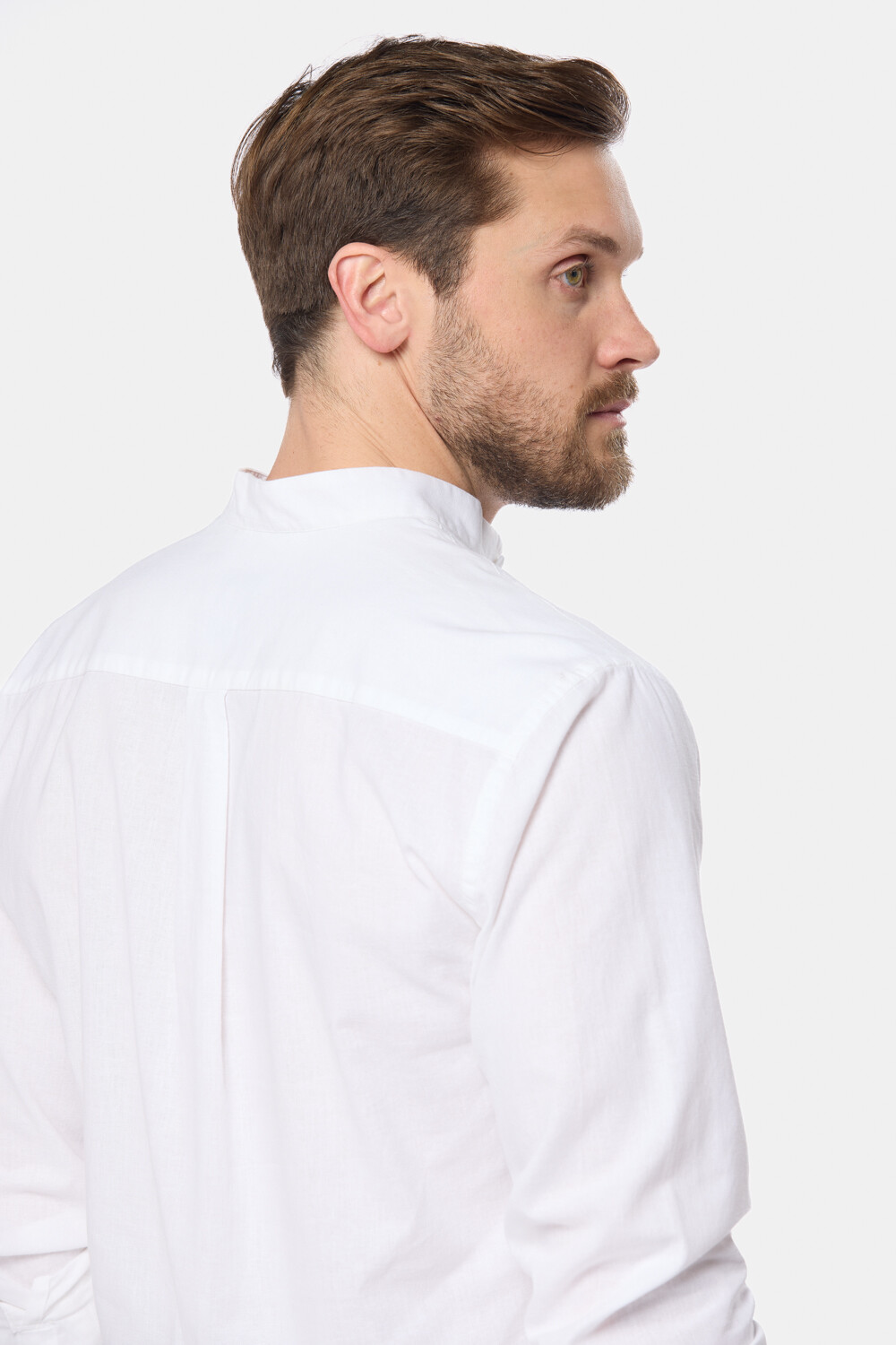 CAMISA DE LINO CUELLO MAO Blanco