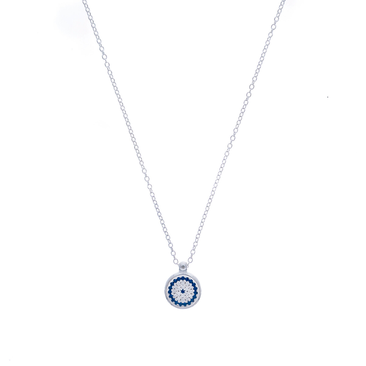 Cadena con dije de plata 925 y circonias. Linea Nazar. 