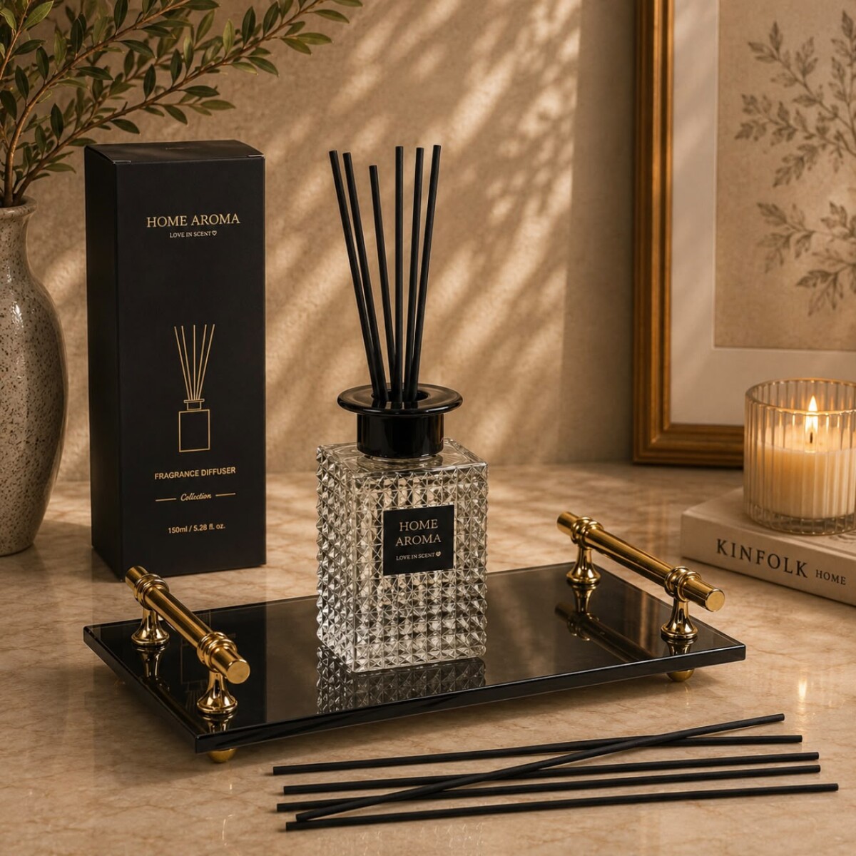 Aromatizador De Vidrio Ambiente Con Varillas 150ML 