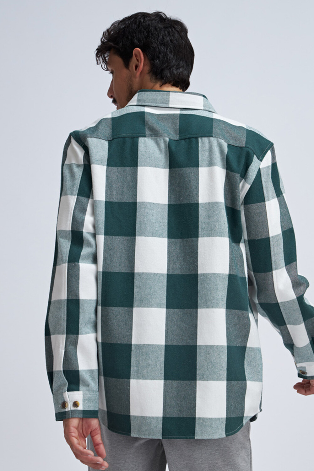 Sobrecamisa cuadros Verde petroleo y blanco BAS Basic Simple
