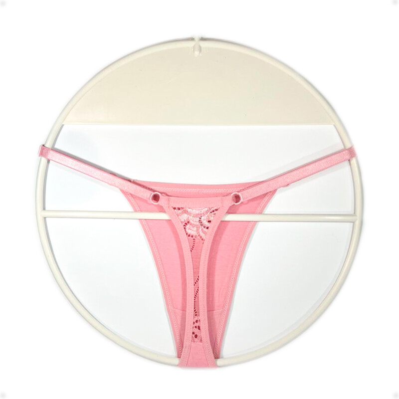 Tanga Colaless Ajustable De Encaje Trasero Rosa Talla L-XL