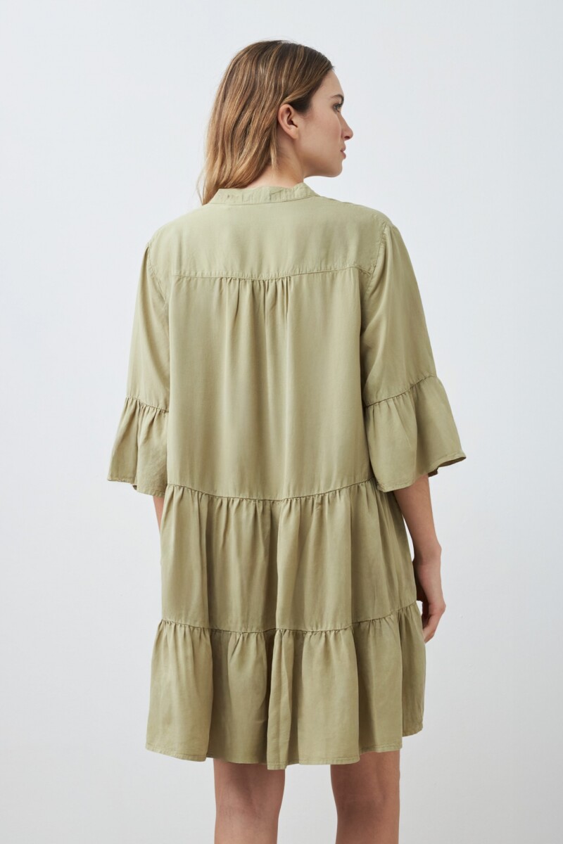 Vestido midi de lyocell verde oliva