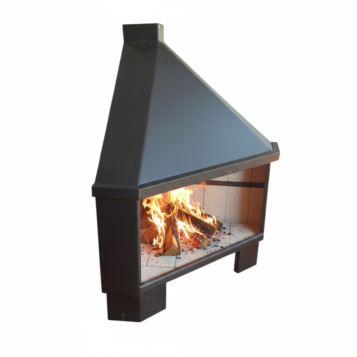 Estufa Metálica Esquinera 58 cm con Ladrillos Refractarios 