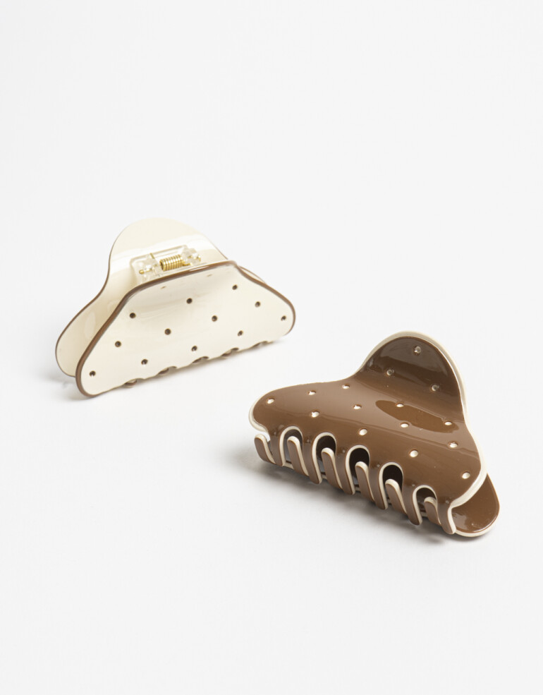 Broches Sets Acrilico Set De 2 Broches Medianos, Estampado - Combinacion Bicolor