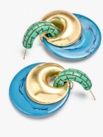 Pendientes Redondos Con Resina multicolor