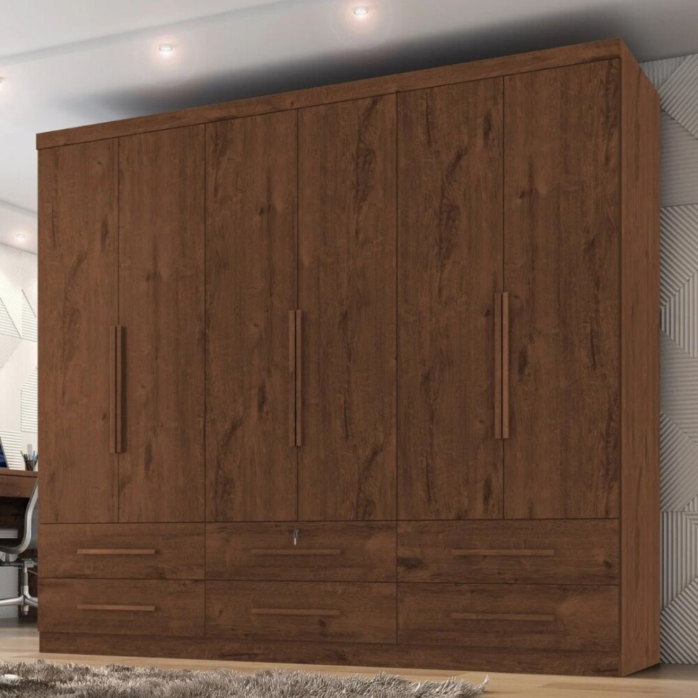 Ropero Maximus Plus 6 Puertas 6 Cajones Jacaranda