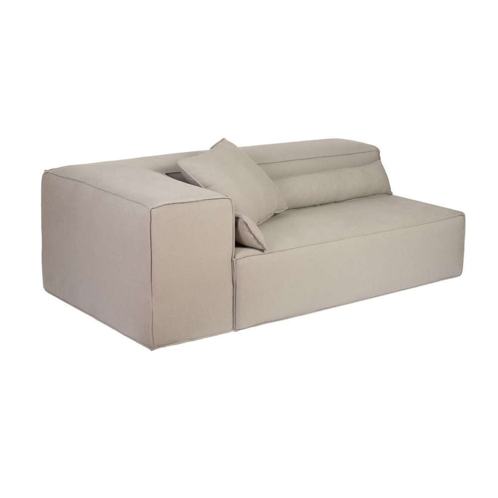 SOFÁ KAI 1 CUERPO TELA GRIS MODULAR CHAISE CON BRAZO IZQUIERDO