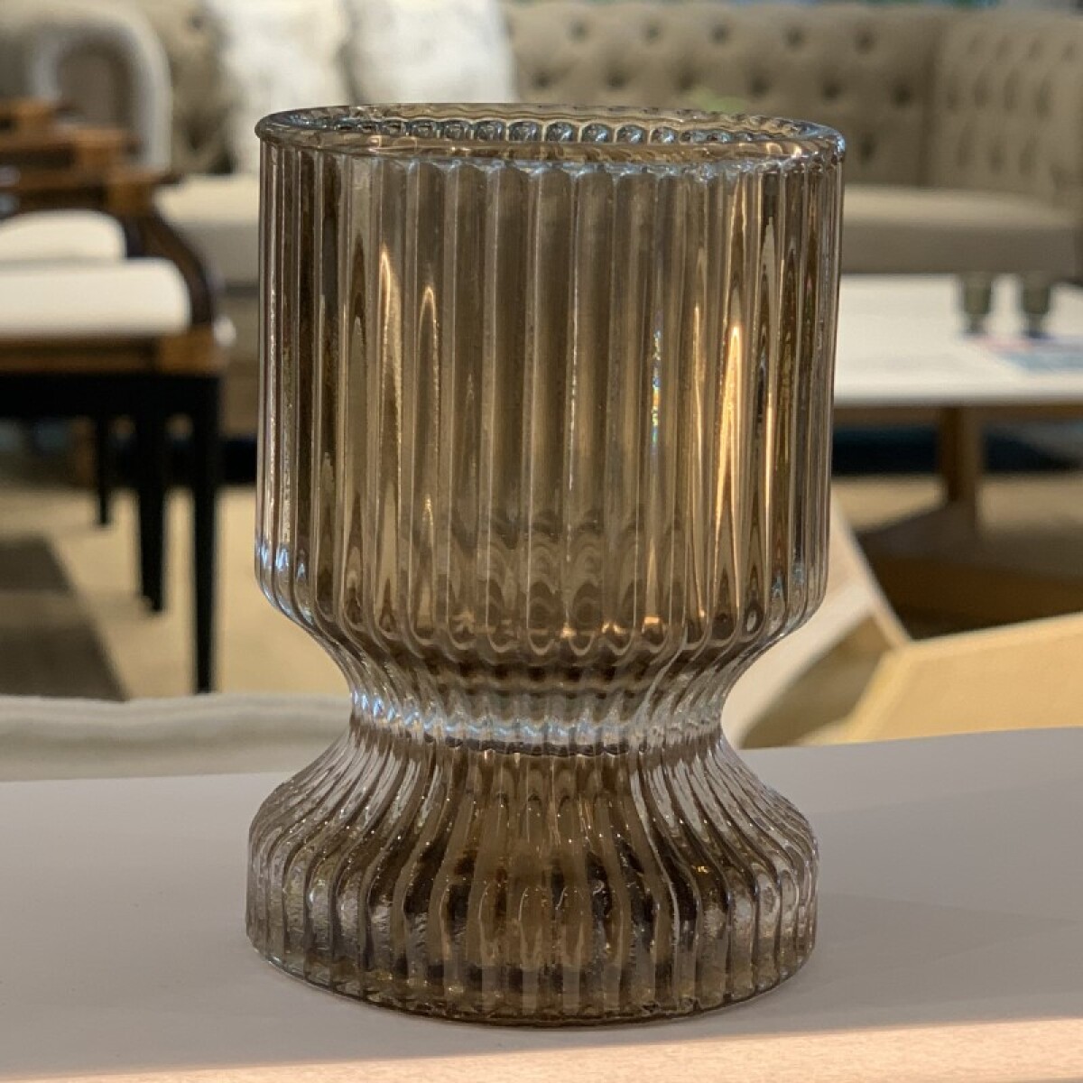 Candelero Tabit De Vidrio Gris 