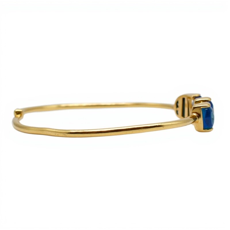 Brazalete Calcuta-Plata 925 rodinada con micra de oro 18k-Piedras Jade negro azul-BR2006 conpiedra