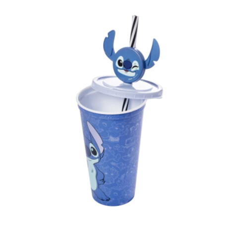 Vaso plástico Stitch con pin y sorbito Vaso plástico Stitch con pin y sorbito