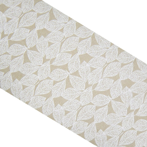 Sendero Lino Estampado Home Class 35 x 100 cm HOJAS BLANCO