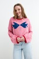 Sweater tejido jacquard peces ROSADO