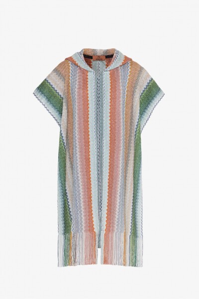 PONCHO CON FLECOS Multicolor