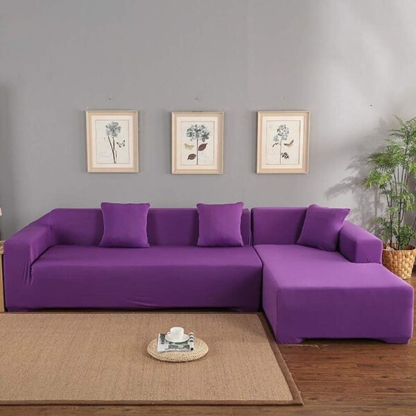 Pack X2 Funda Forro Cubre Sillon Sofa 1 Cuerpo Elastizada Color Variante Violeta