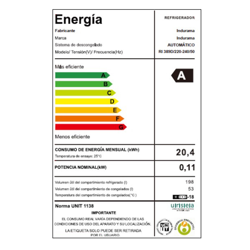 Heladera Indurama RI 389 inox. con dispensador Heladera Indurama RI 389 inox. con dispensador