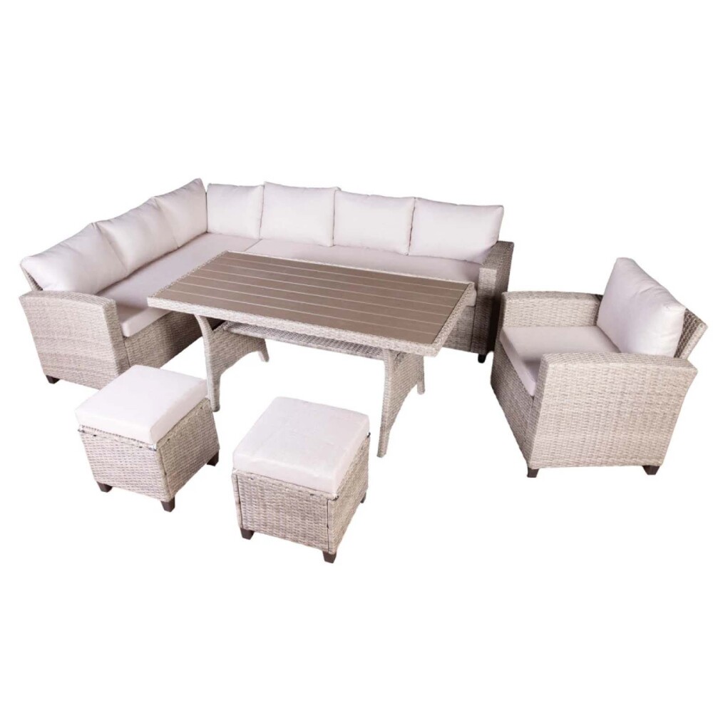SET DE COMEDOR EXTERIOR RATTAN-SINTETICO NATURAL-BEIGE HAWAI