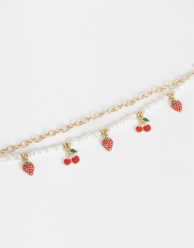 Pulseras Flexibles Frutas Pulsera Con Dijes Frutas - Dorado