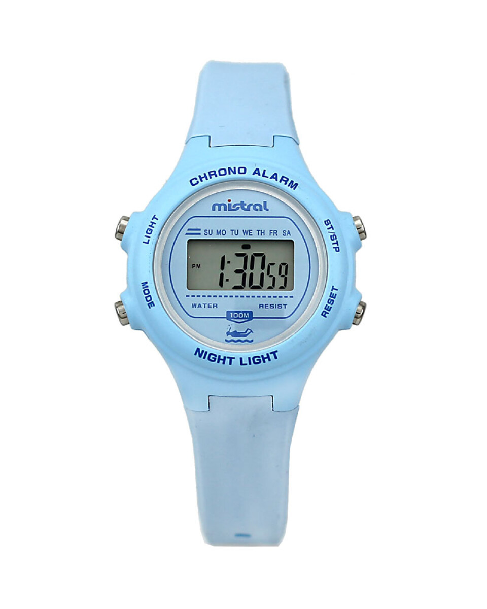 Reloj Mistral Deportivo Silicona Celeste. "Producto sin caja" 