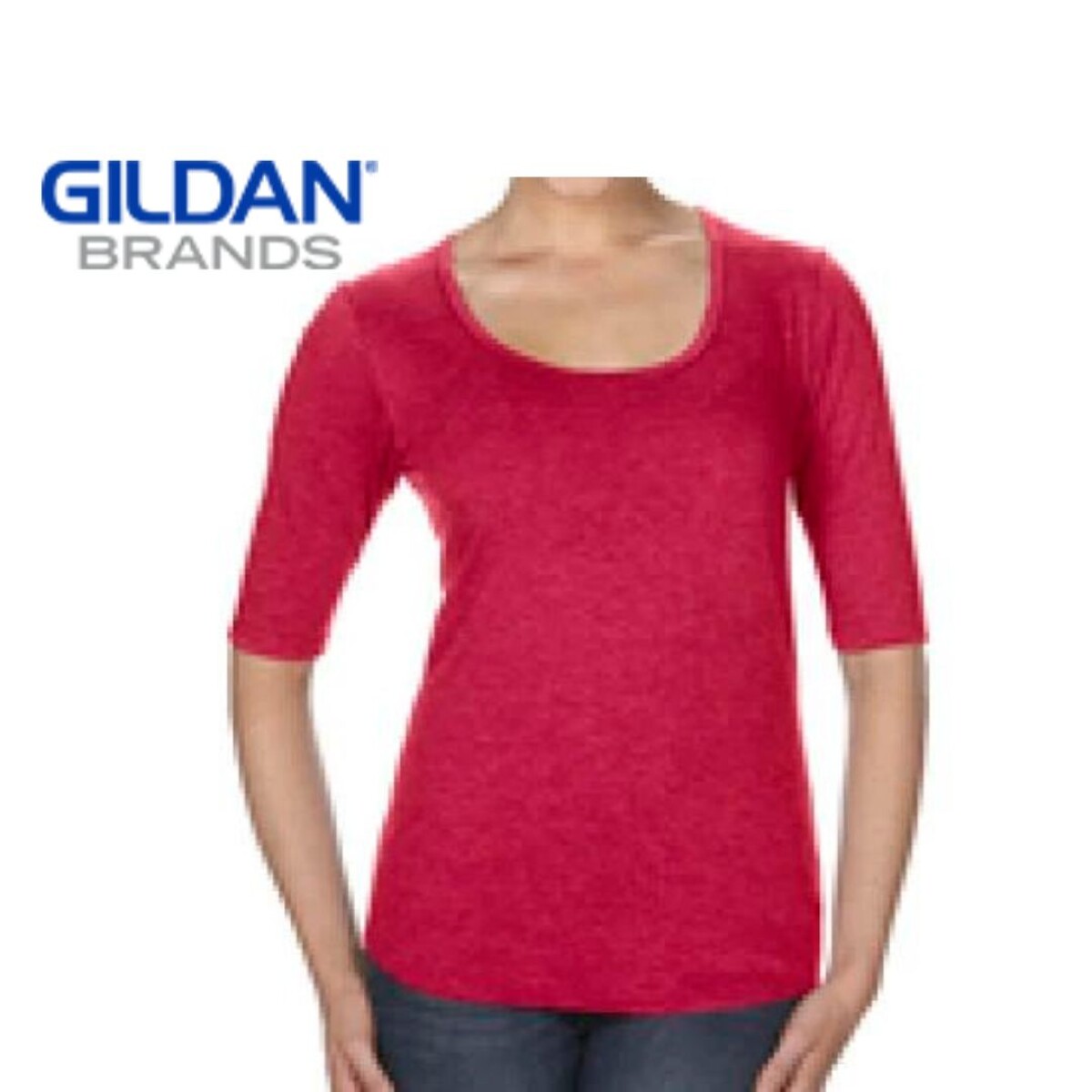 Camiseta Gildan Manga 3/4 - Rojo 