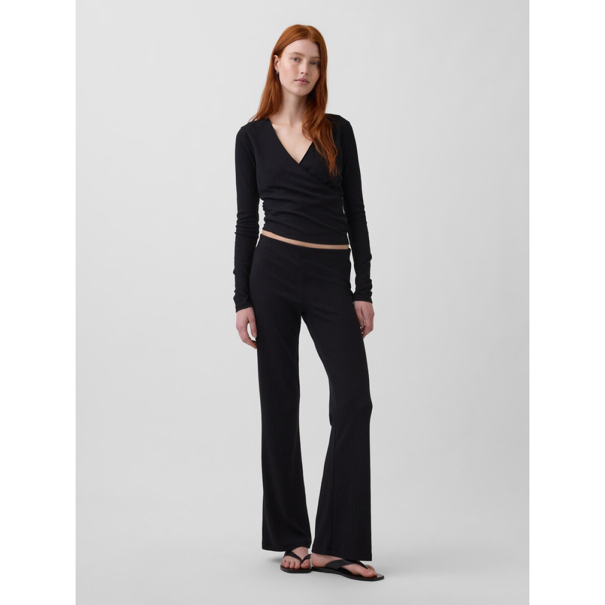MOD WIDE RIB FLARE PANT - BLACK 