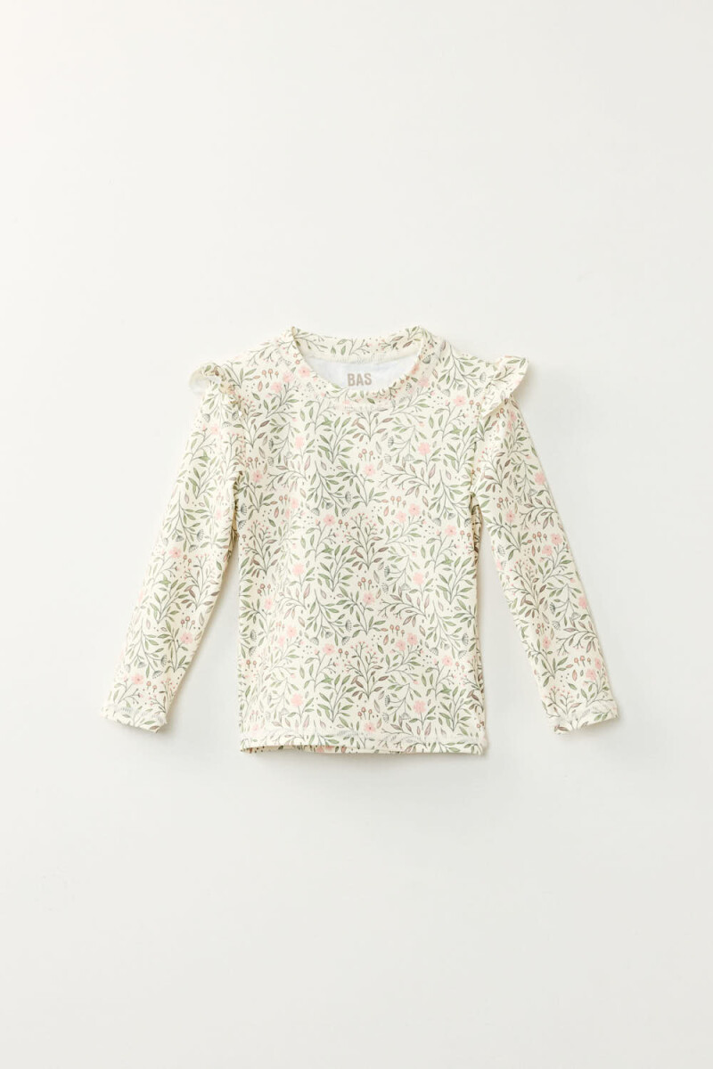 Remera - Estampa Flores Crudo 