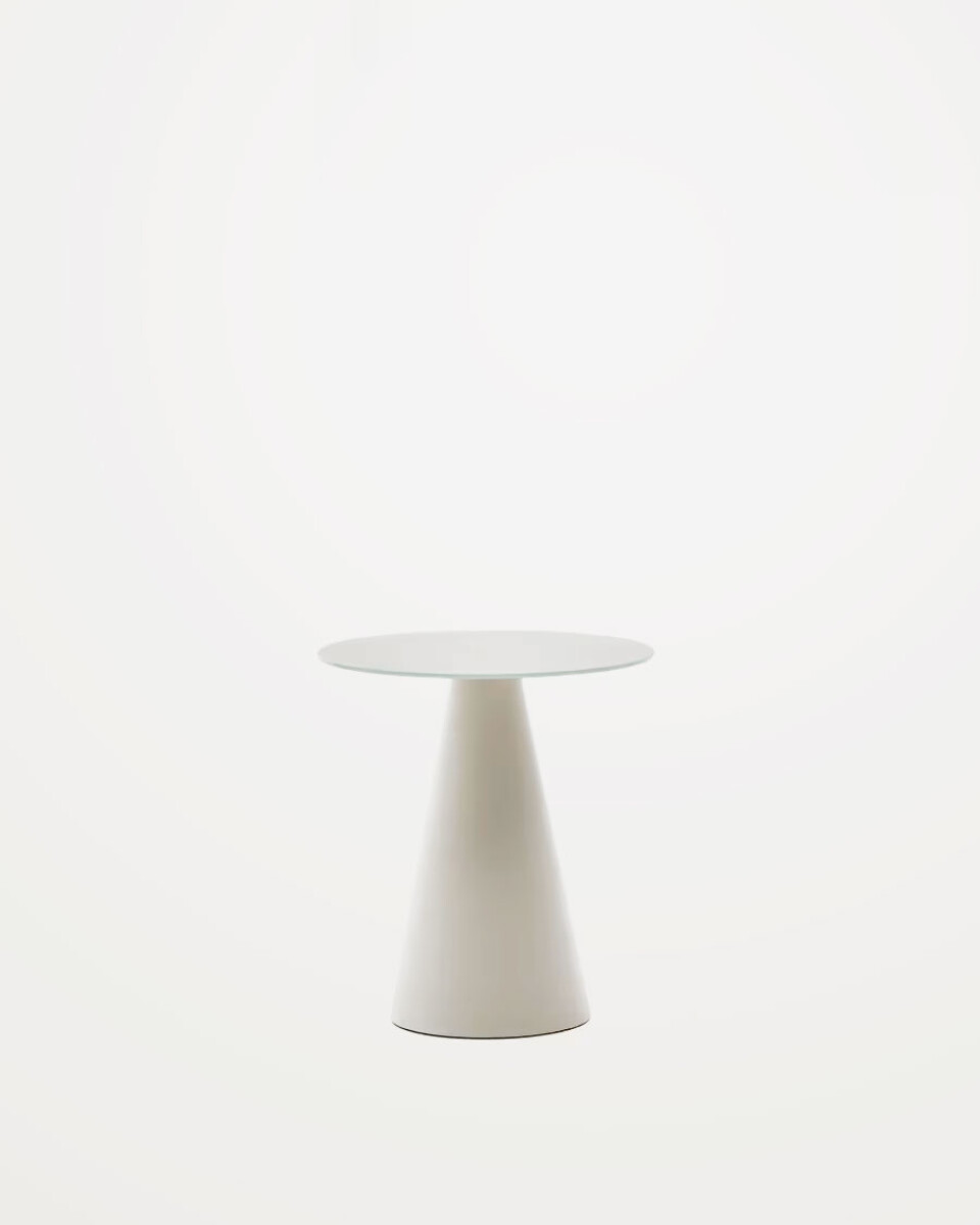 Mesa auxiliar Wilshire cristal templado glaseado y acero acabado - pintado gris mate Ø50cm 