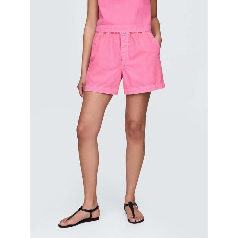 DENIM EASY PULL ON SHORT GMT DYE COLOR FRENCH PINK