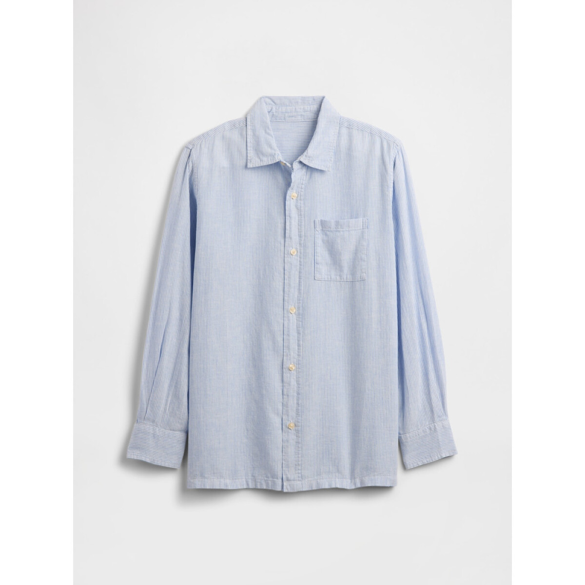 V-LS LINEN SHIRT - BLUE WHITE STRIPE 