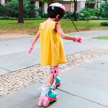 Patín Rollers Ez 4 Ruedas C/ Luces Extensibles Niño Rosado