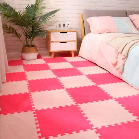 Set X20 Tatami Alfombra Suave Plush Piso Encastrable Rosa