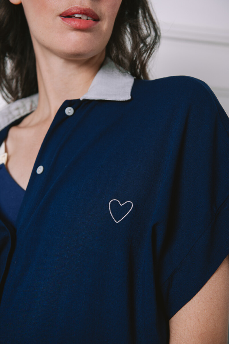 Camisa Maternal Pupa – Viscosa suave con bolsillos prácticos Azul