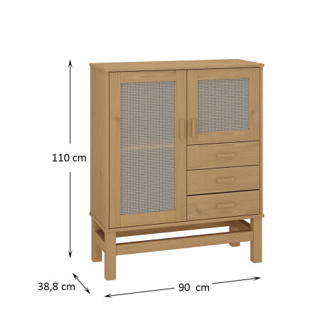 APARADOR BUFFET DE 2 PUERTAS 3 CAJONES EN MADERA MACIZA CON RATAN NATURAL APARADOR BUFFET DE 2 PUERTAS 3 CAJONES EN MADERA MACIZA CON RATAN NATURAL
