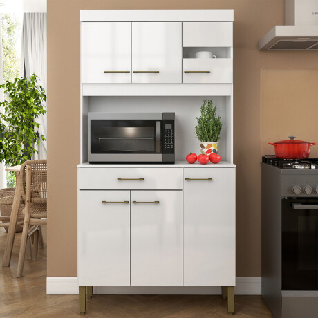 KIT DE COCINA ALACENA COMPACTA ARMARIO APARADOR - 6 PUERTAS 1 CAJÓN BLANCO