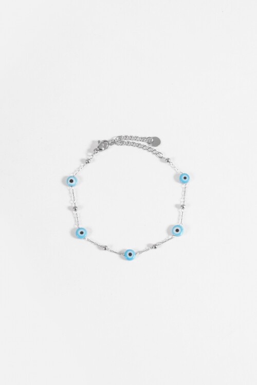 Pulsera ojo de la suerte acero plateado
