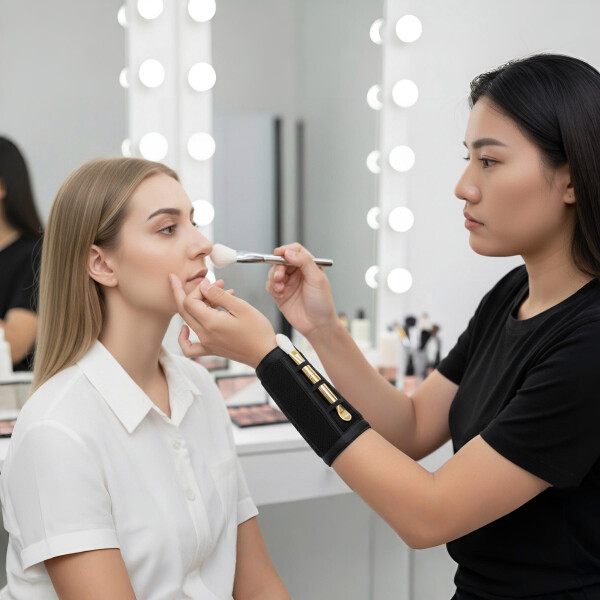 Muñequera Elástica Limpia Organiza Brochas Maquillaje Negro