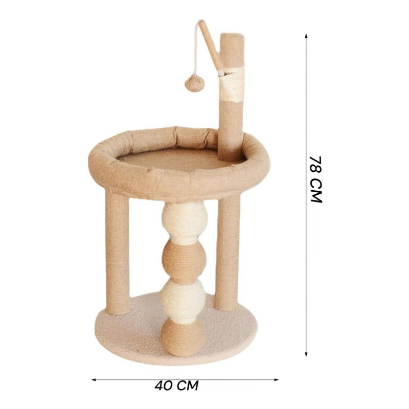 Rascador Para Gato Torre Con Felpa Forrado En Sisal Juego Beige