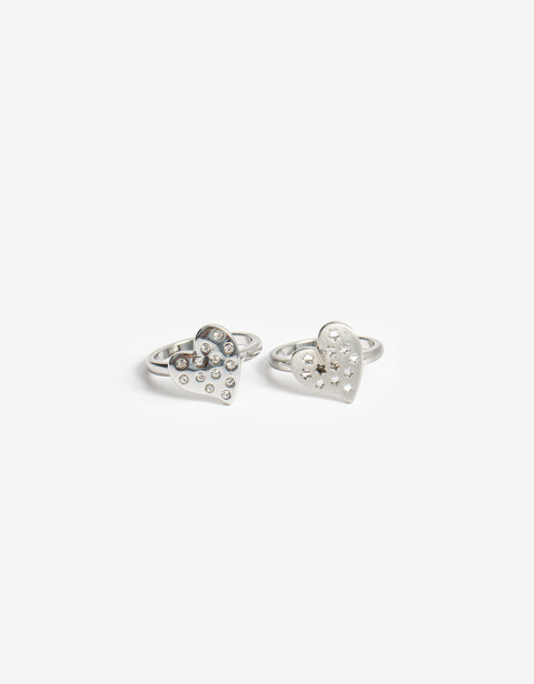 Sets Anillos Strass Set De Anillos Corazón - Plateado Rodio