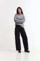 Sweater canalé con mangas oxford GRIS CLARO