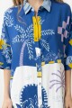 Vestido camisero con estampa paisaje Punta Ballena azul regata