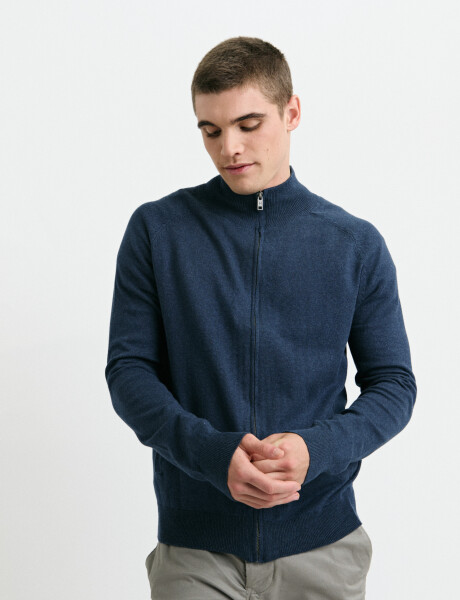 470981 CARDIGAN HARRINGTON LABEL Azul Piedra