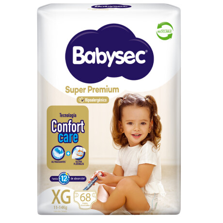 Pañales Babysec Super Premium Talle XG 68 Unidades Pañales Babysec Super Premium Talle XG 68 Unidades
