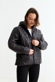 Campera puffer básica con capucha NEGRO